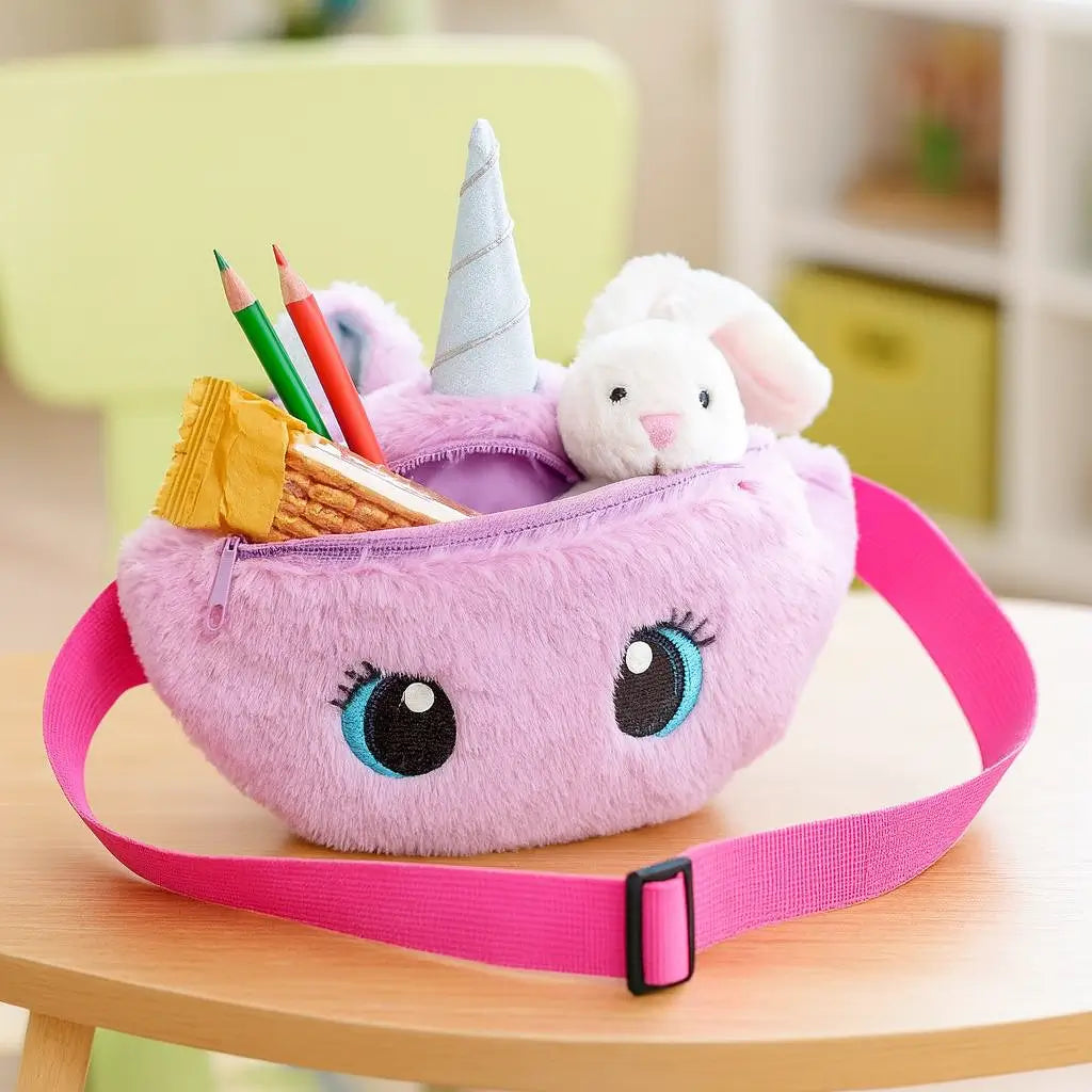 gouter et jouets dans sac banane fillette licorne