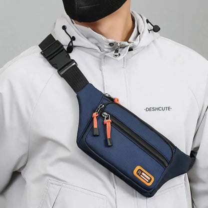 sac banane homme voyage outdoor bleu port poitrine