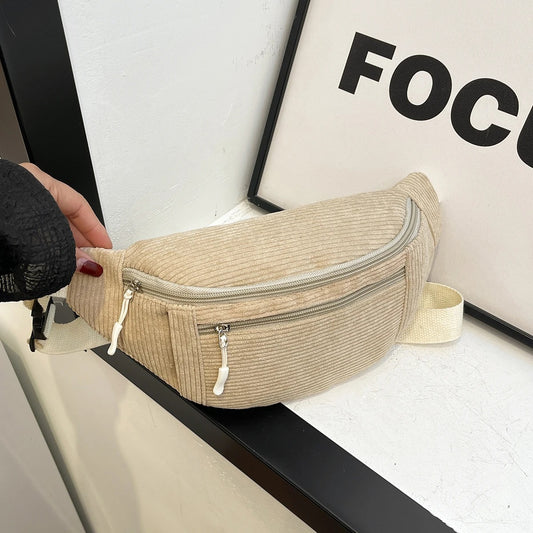 sac banane velours cotele beige design