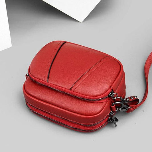 sac bandoulière femme mode en cuir souple rouge