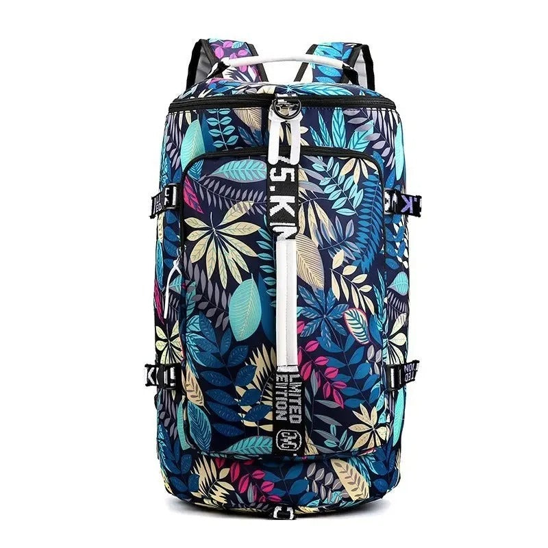 sac convertible en sac à dos motif floral bleu