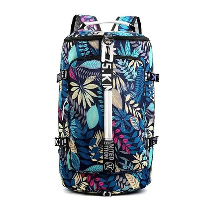 sac convertible en sac à dos motif floral bleu