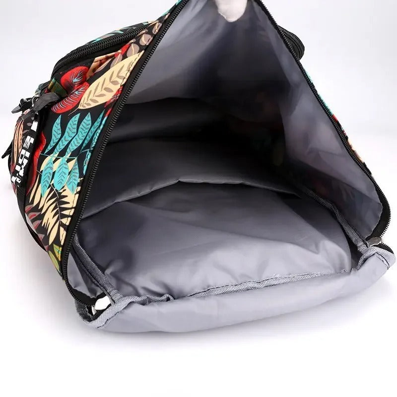 sac convertible en sac à dos motif floral ouvert