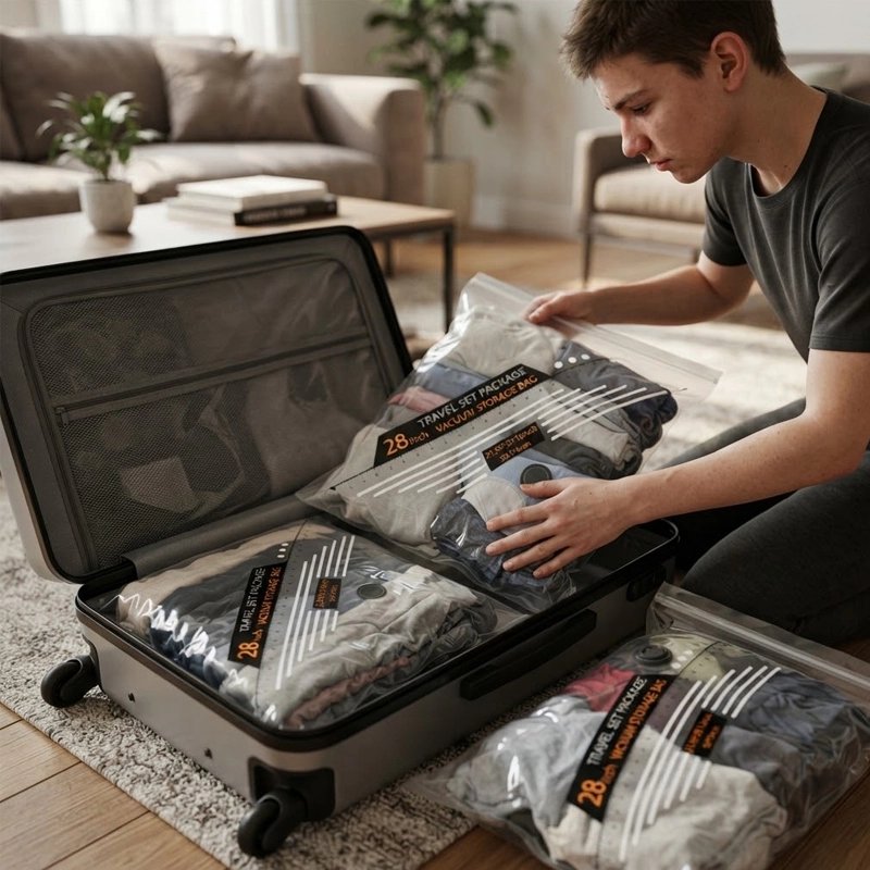 sac de compression sous vide avec pompe gain de place