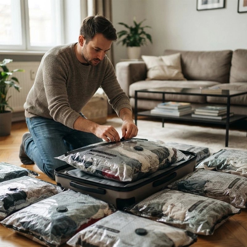 sac de compression sous vide voyage avec pompe efficace