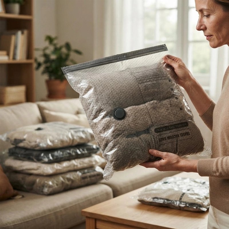 sac de compression sous vide voyage avec pompe transparent