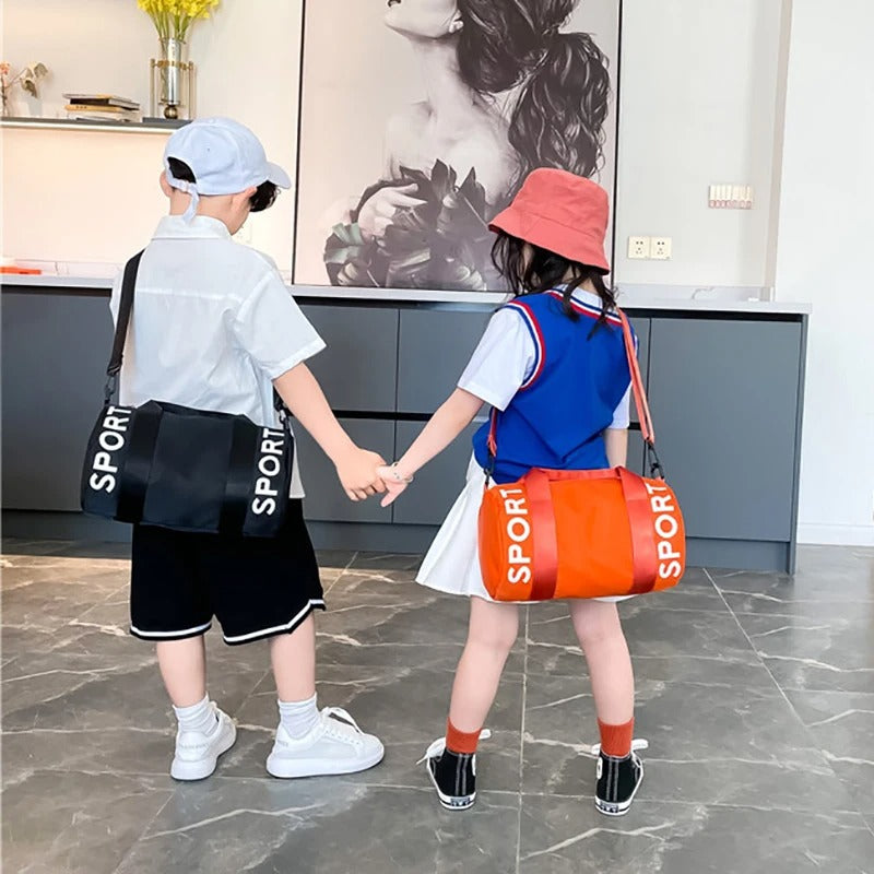sac de sport enfant fourre tout voyage orange et noir