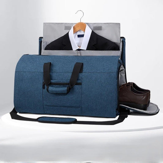 sac de voyage convertible grande capacité bleu avec compartiment chaussures