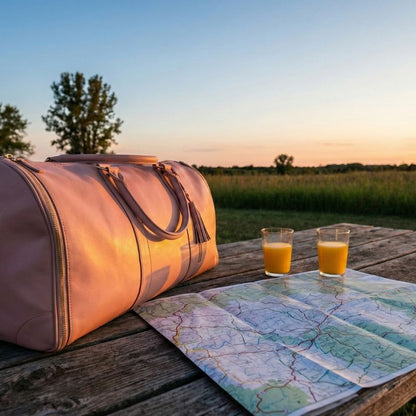 sac de voyage femme posé sur une table