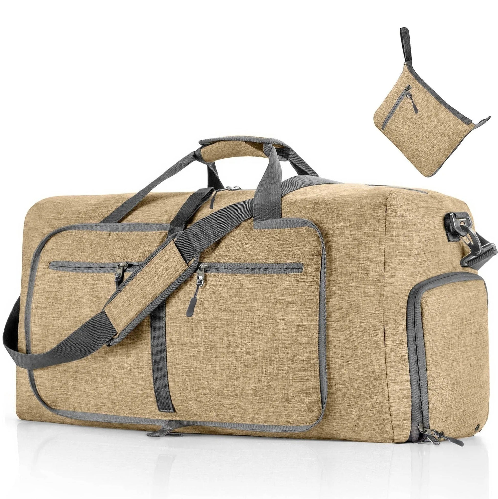 sac de voyage pliable grande capacité 65L beige