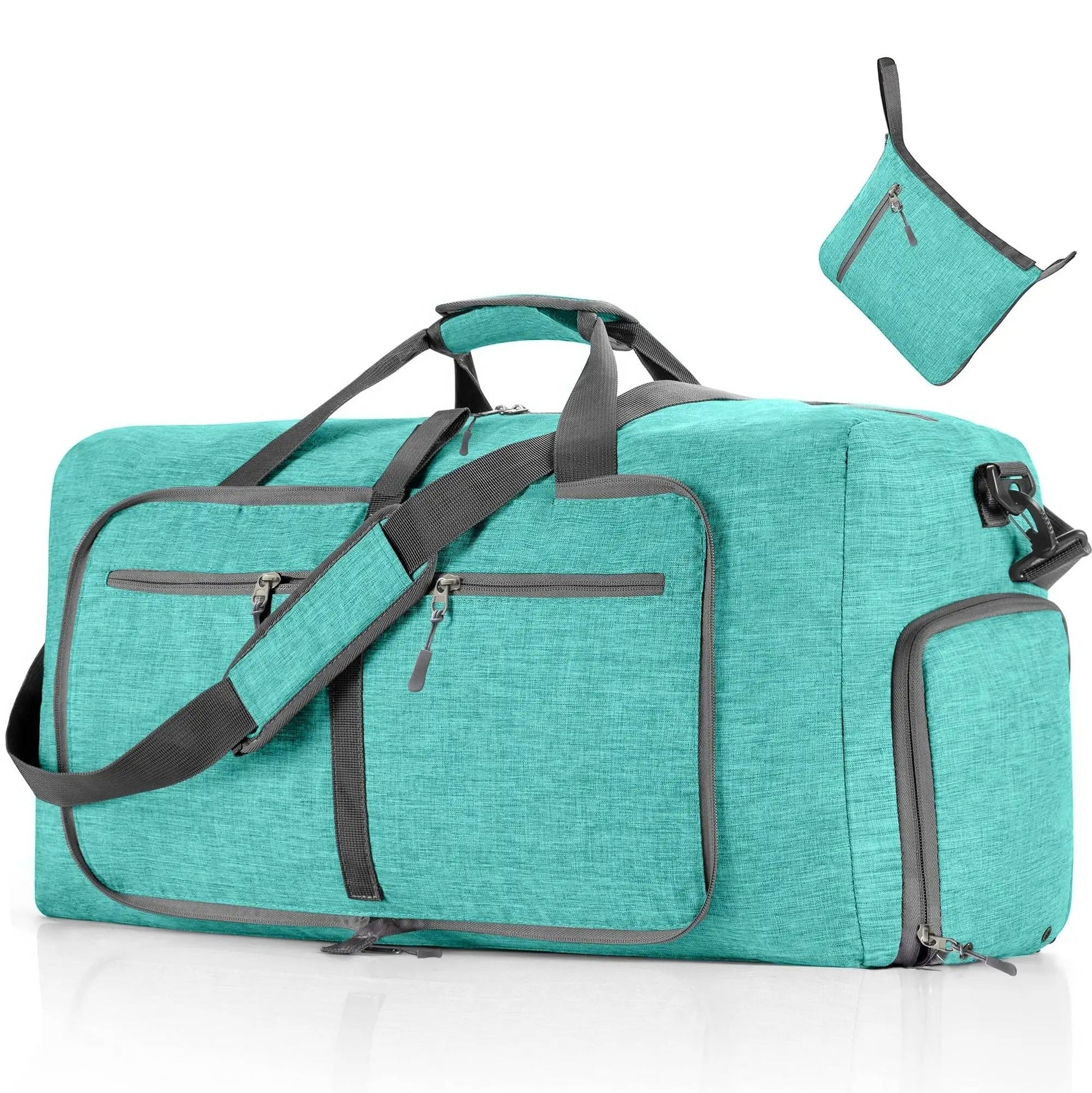 sac de voyage pliable grande capacité 65L bleu clair