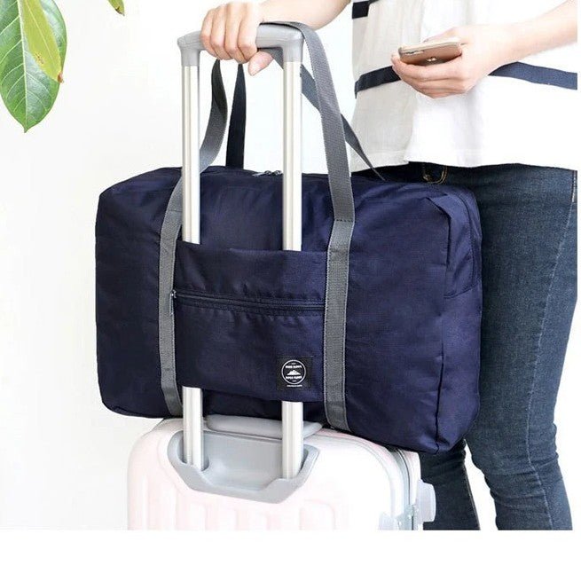  sac de voyage pliable grande capacité bleu sur valise