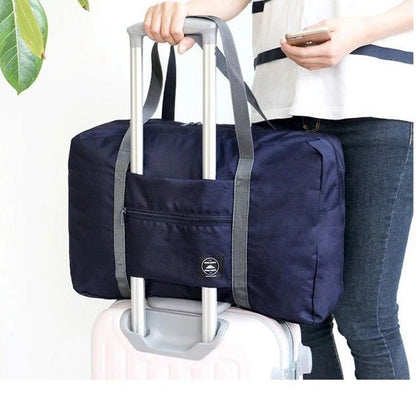 sac de voyage pliable grande capacité bleu sur valise