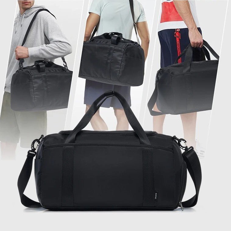 trois hommes avec sac voyage bagage a main