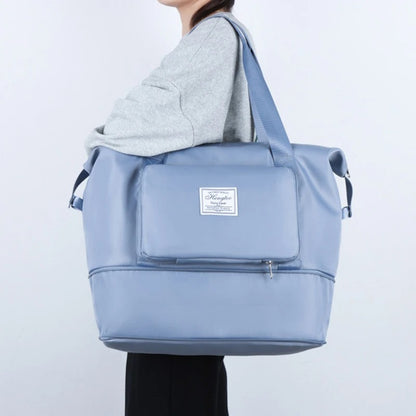 sac voyage ultra leger pliable bleu en bandouliere