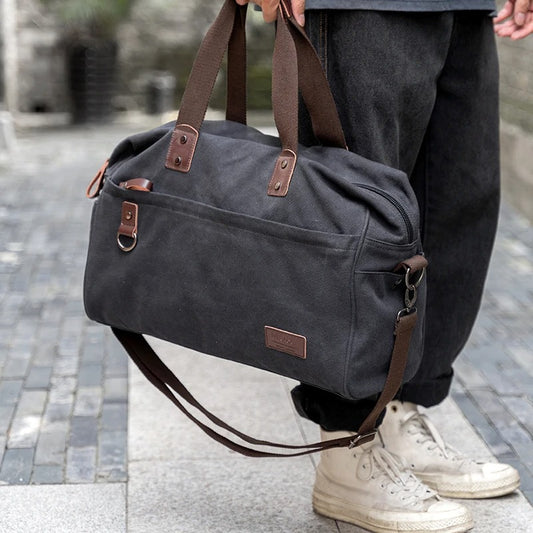 grand sac week end pour homme en toile vintage gris