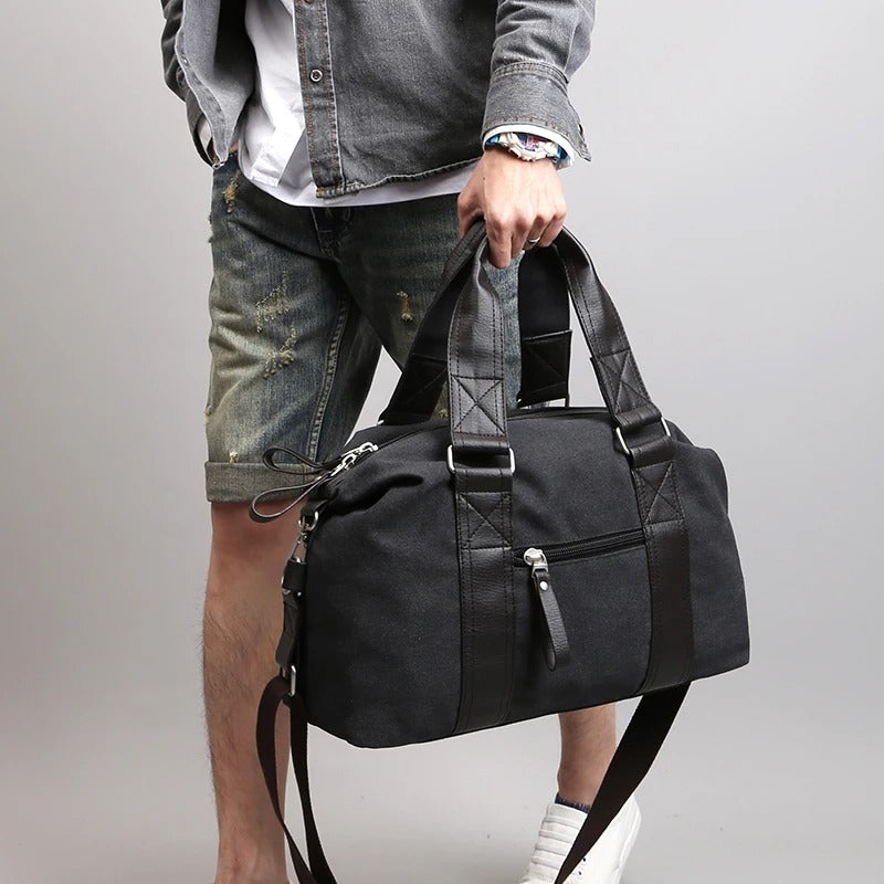 sac week end pour homme en toile vintage noir stylé
