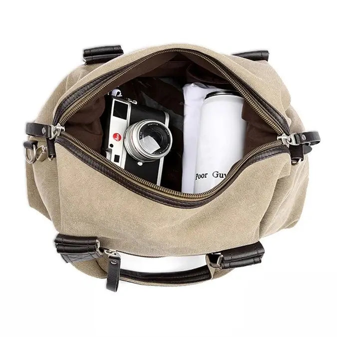 interieur sac week end pour homme en toile vintage