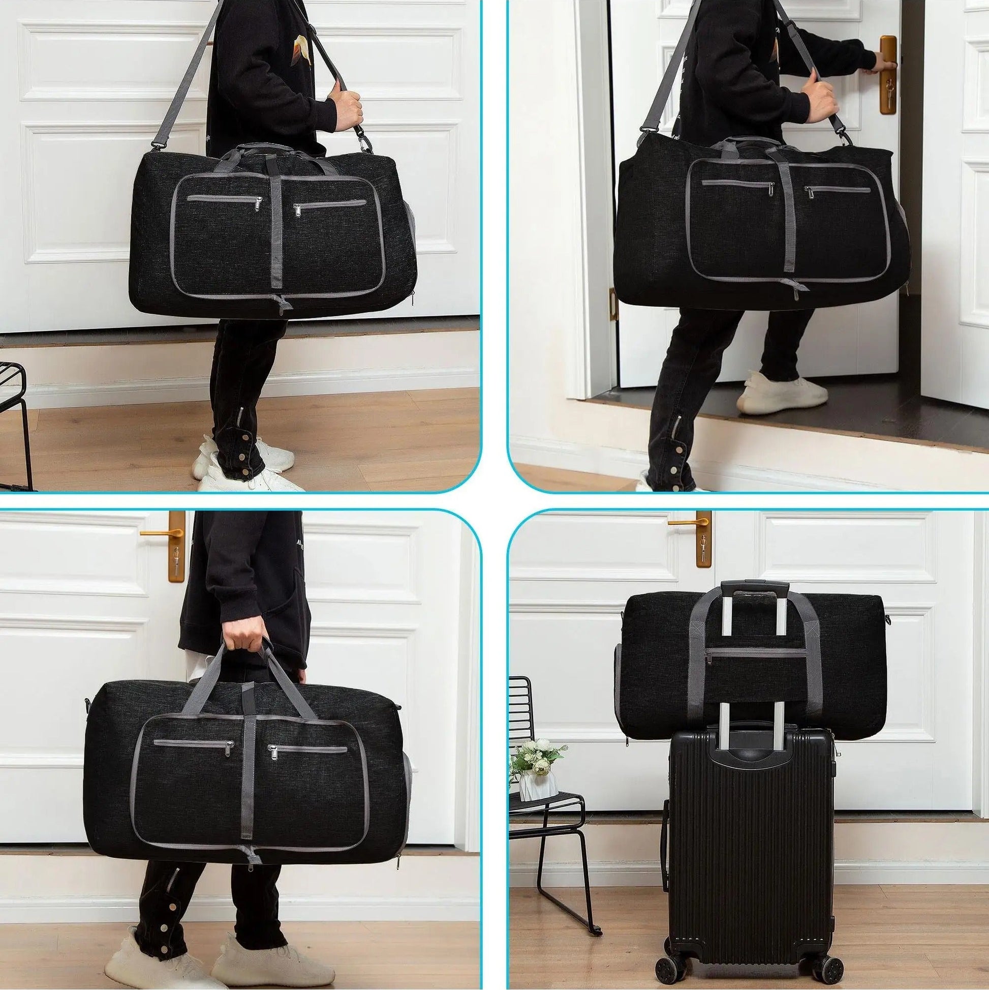 4 plans homme avec sac de voyage pliable grande capacité 65L