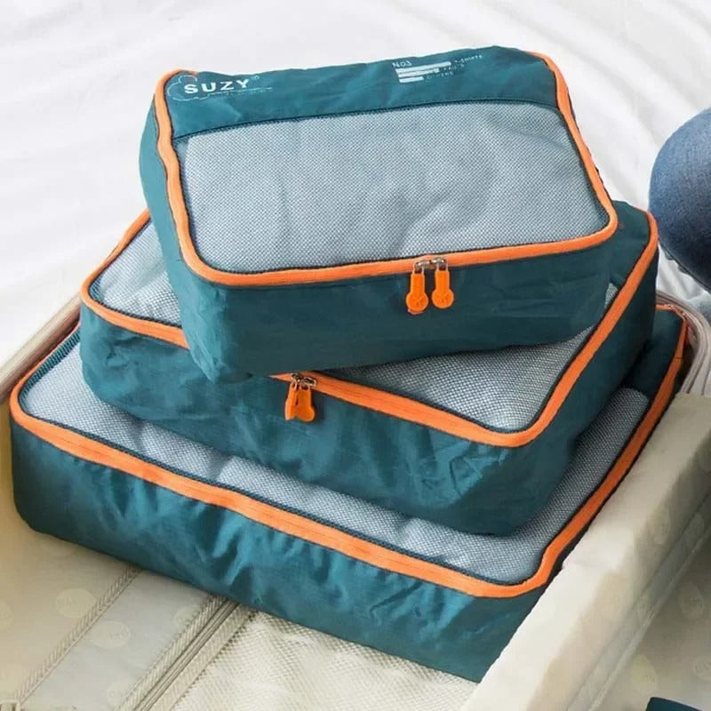 organisateur de bagage 7 pieces set travel vert