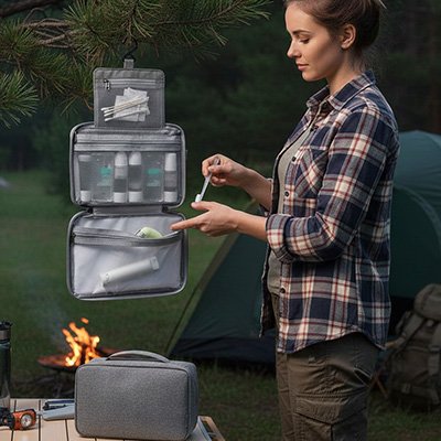 Trousse de toilette voyage gris